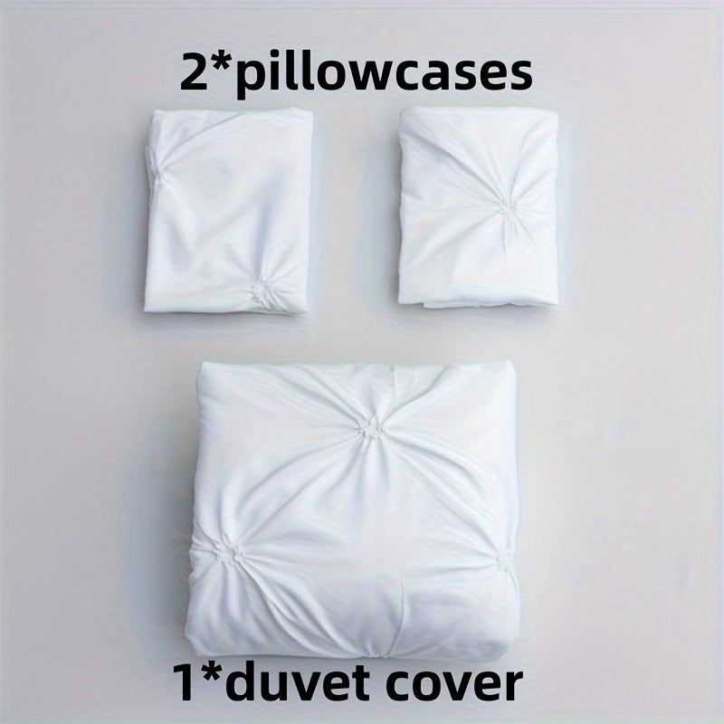 SOFTPLEA – 3pcs Pleated Comfort Duvet Cover Set