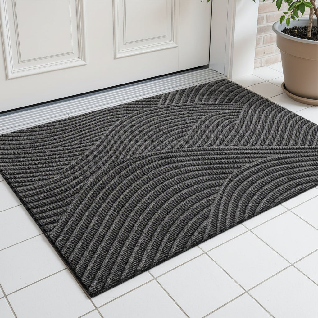 HOMEHORIZON - Geometric Striped Doormat Non-Slip Entrance Rug