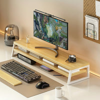 MODERNLIFT - Space-Saving Wooden Monitor Stand with Storage, Durable Metal Frame