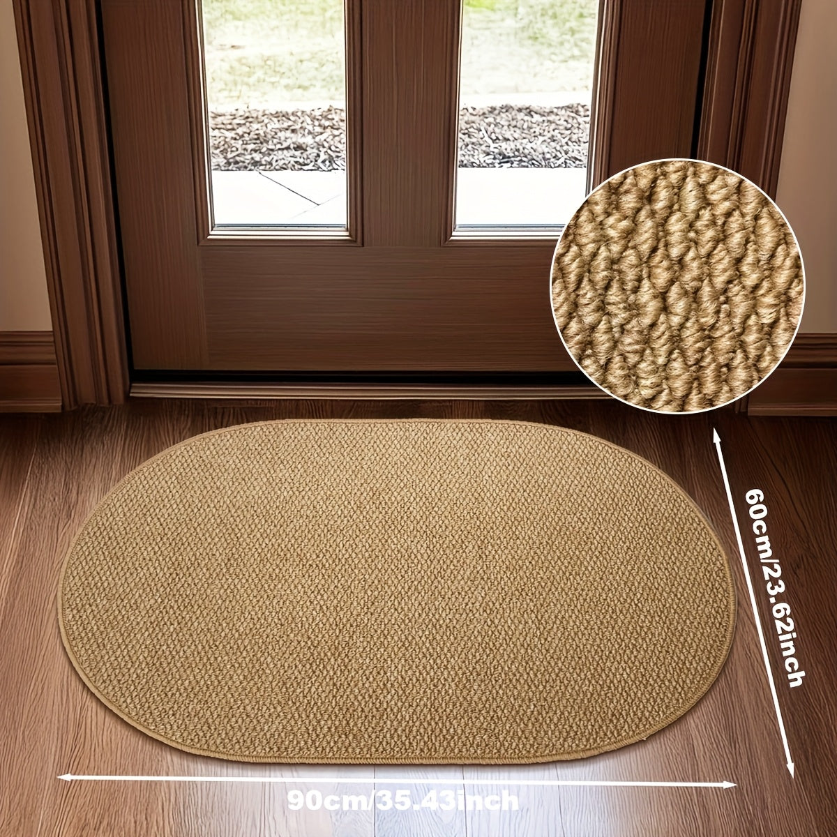 SCANDIROOTS - Oval Brown Nordic Entryway Rug Multi-Use Kitchen & Bathroom Door Mat