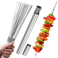 SKEWERTUBE – Stainless Steel BBQ Skewers with Storage Tube Set
