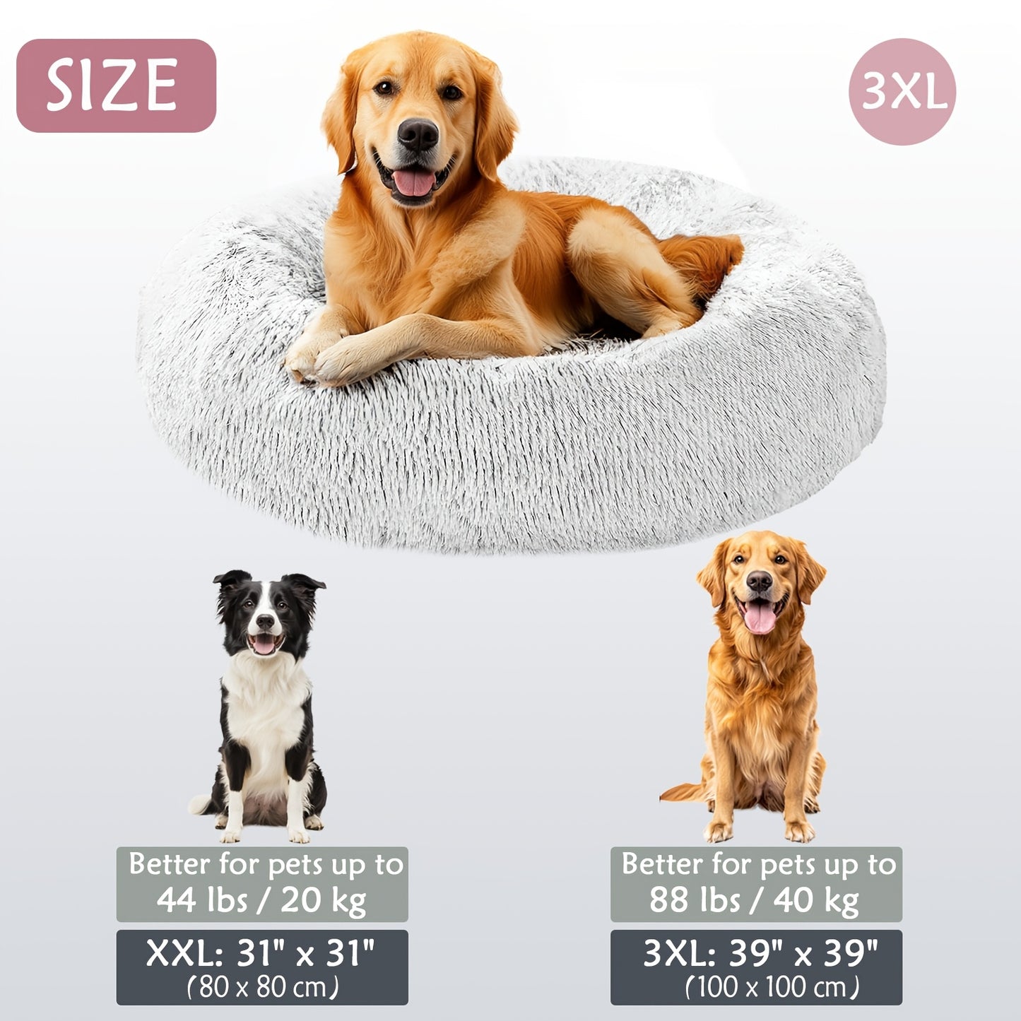 HUGAFUR - Soft Faux Fur Donut Pet Bed for Small to Large Dogs & Cats