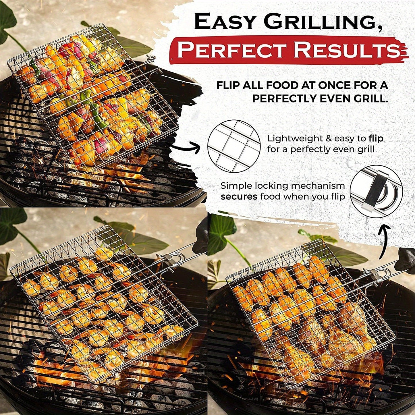 FLIPBASKET – Cast Iron Grilling Basket for Secure Flipping & Even Cooking