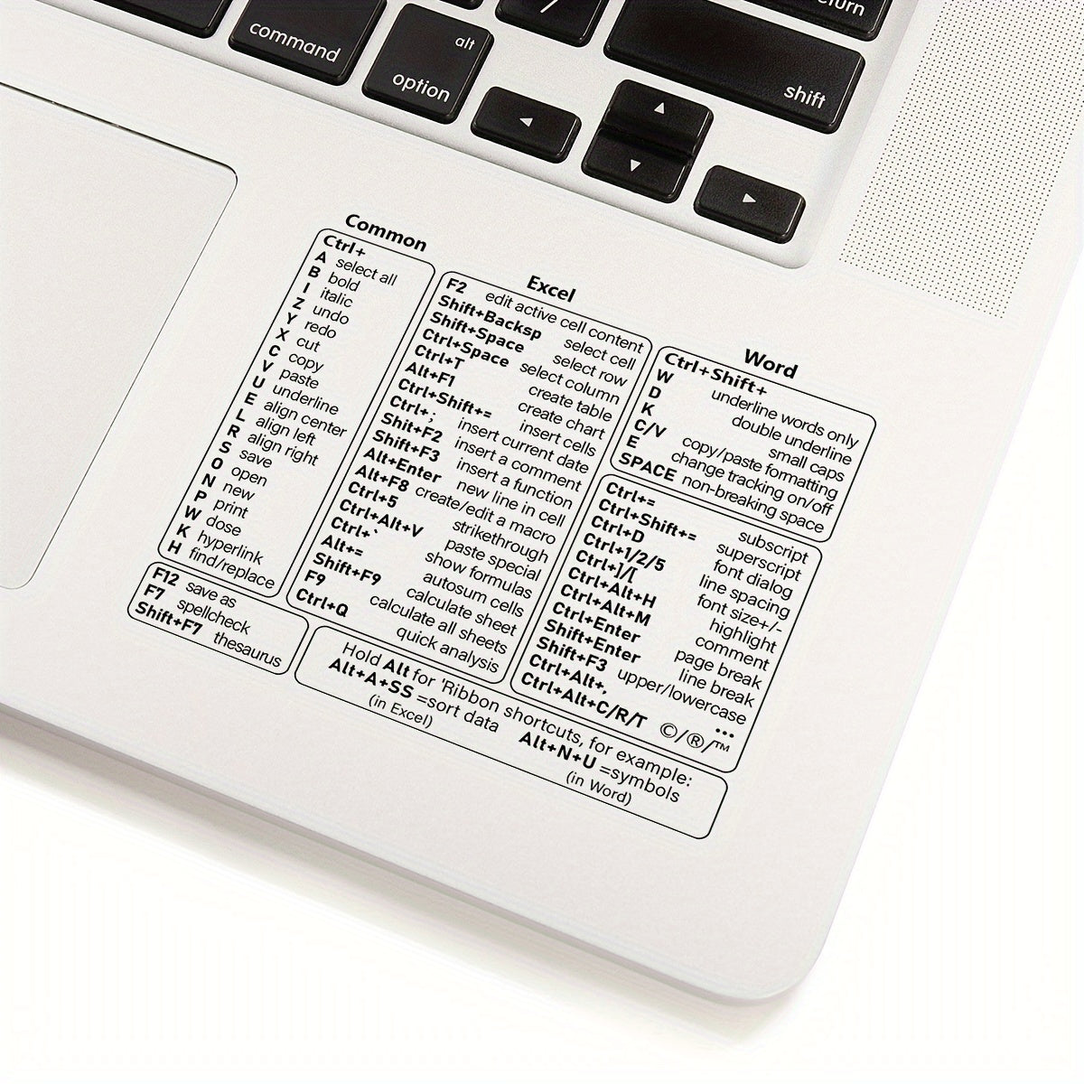 KEYSMART - Transparent PVC Keyboard Shortcut Skin Quick Reference Overlay for Excel, Word & Windows