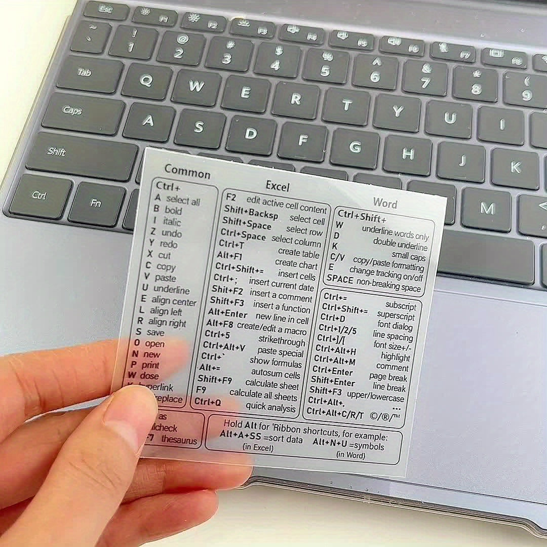 KEYSMART - Transparent PVC Keyboard Shortcut Skin Quick Reference Overlay for Excel, Word & Windows
