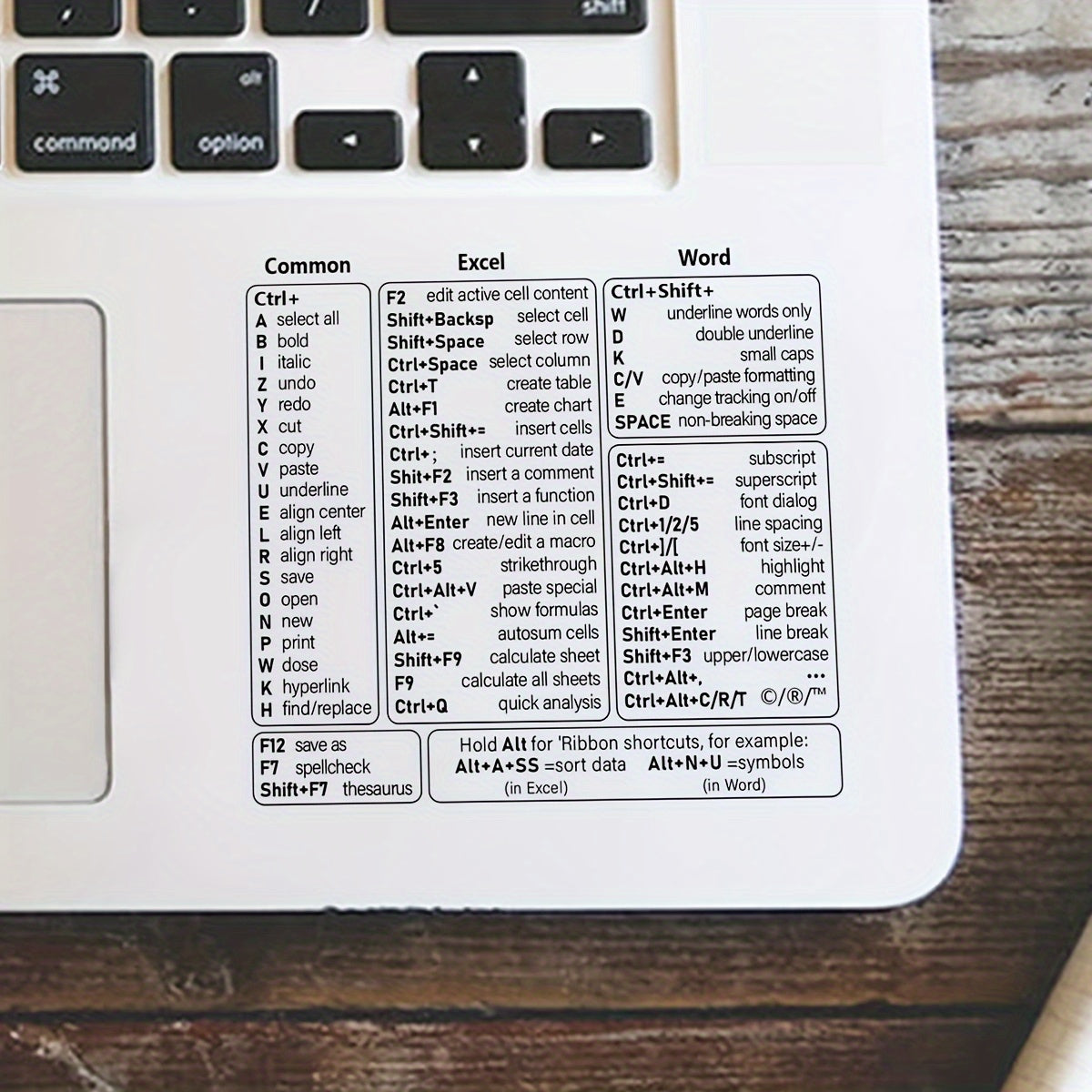 KEYSMART - Transparent PVC Keyboard Shortcut Skin Quick Reference Overlay for Excel, Word & Windows