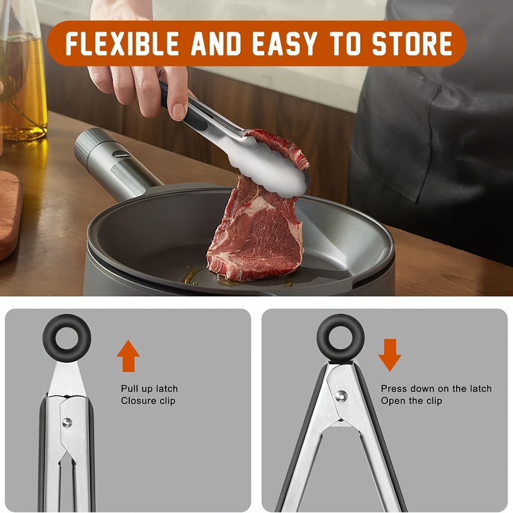 LOCKTONG – Stainless Steel Kitchen Tongs with Silicone Grip & Locking Feature