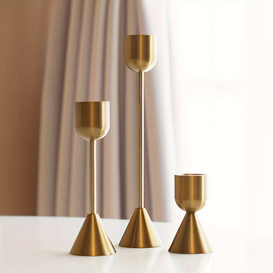 ELEGANTH - 3-Pack Copper Color U-Shaped Candlestick Holders