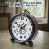 ELEGANTIME - European Vintage Metal Bedside Alarm Clock Silent Analog Large Display
