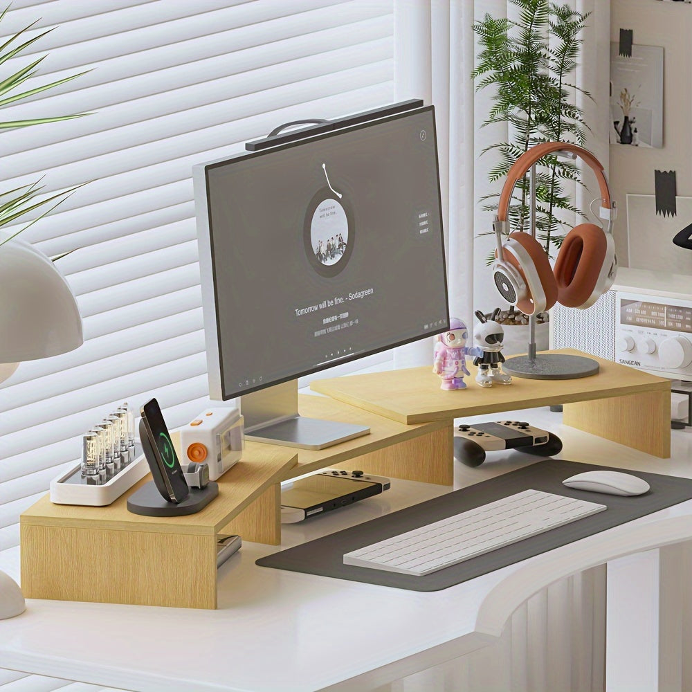 DUALDESK - Adjustable Dual Monitor Mount with Laptop & Accessory Organizer