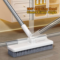 SCRUBFORCE - Rotating Floor Brush with Long Handle & Scraper Edge