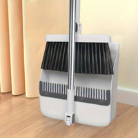 CLEANSWEEP PRO – Rotatable Long Handle Broom & Dustpan Set with Built-In Comb Teeth