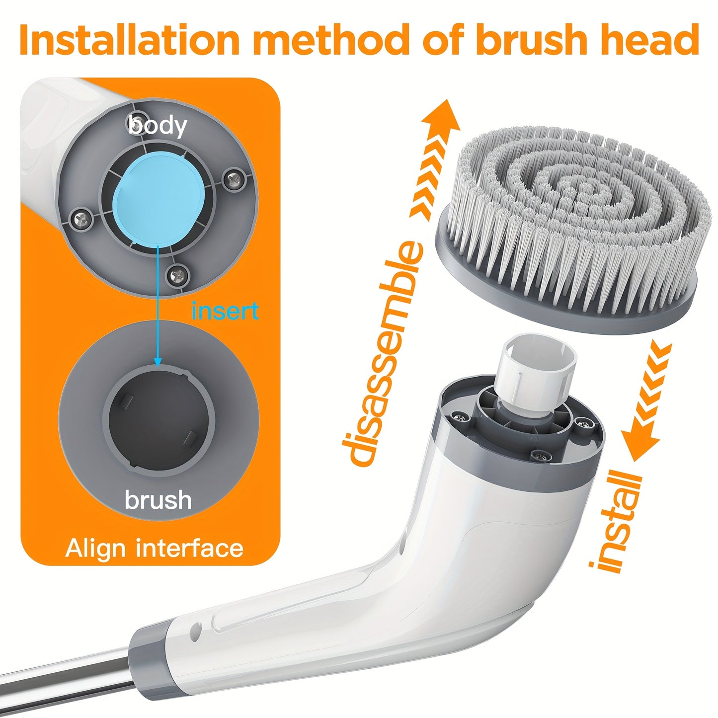 HOMESWEEP - Rechargeable Electric Spin Scrubber with Detachable Handle