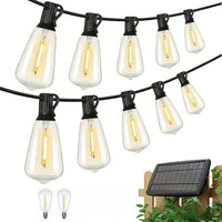 SOLARA - 100FT Solar String Lights Outdoor Commercial Grade LED with Dimmable Yellow ST38 Bulbs