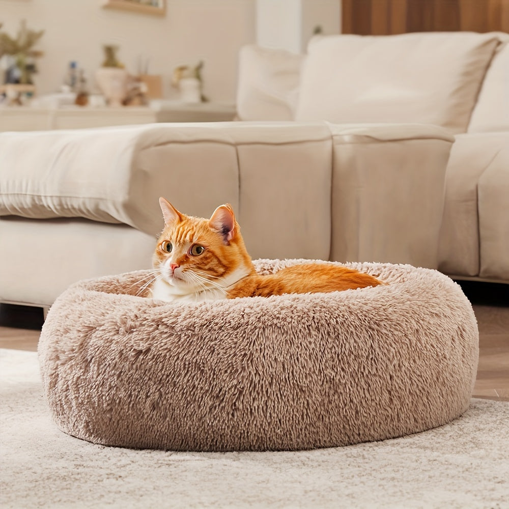 HUGAFUR - Soft Faux Fur Donut Pet Bed for Small to Large Dogs & Cats