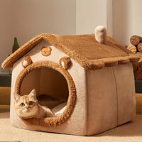 PAWNEST - Warm Enclosed Cat House Plush Bed for Winter Comfort