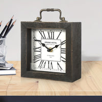CABINCO - Rustic Wooden Shelf Clock with Glass Cover for Home Decor