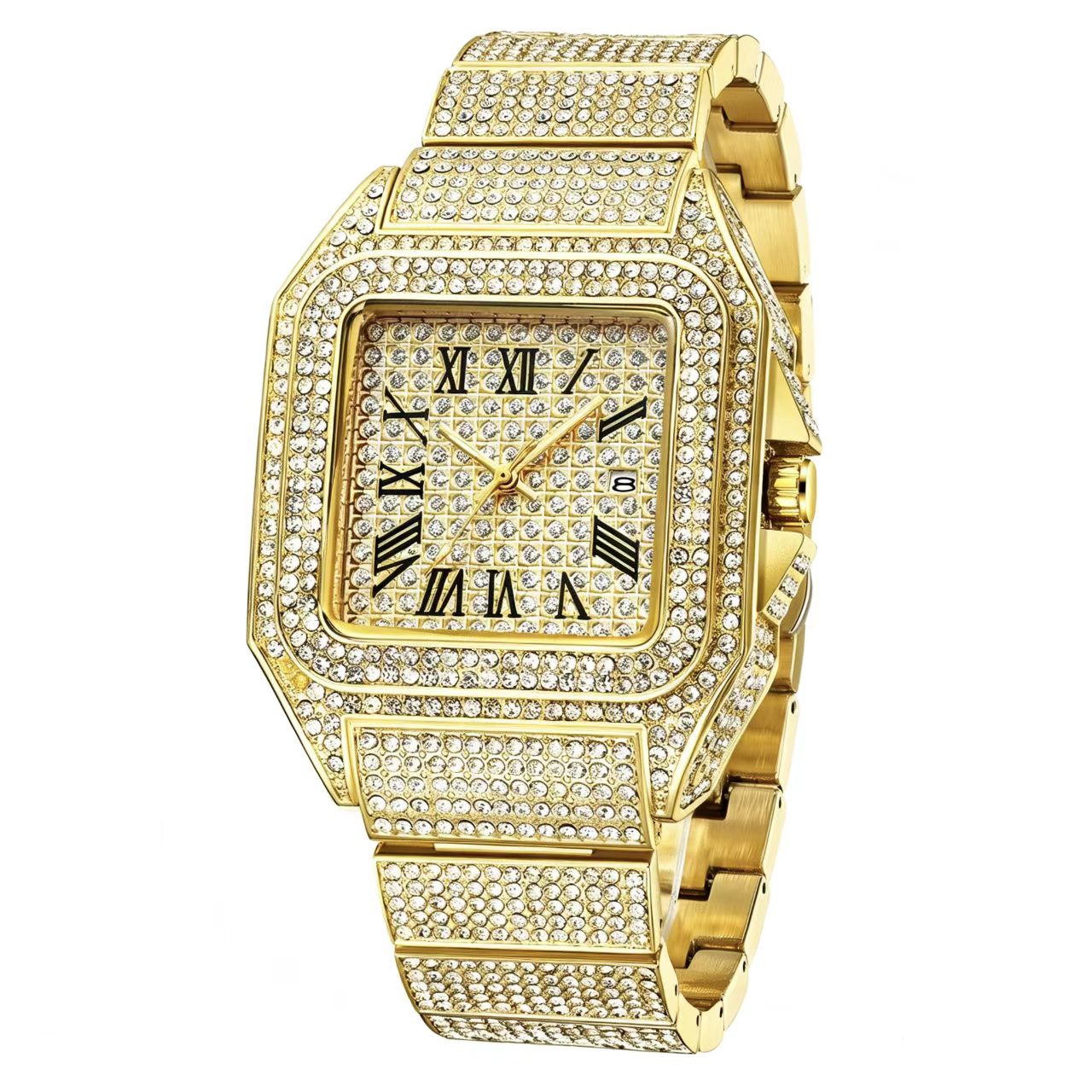 CRYSTALTIME – Elegant Square Watch with Dazzling Rhinestone Accents