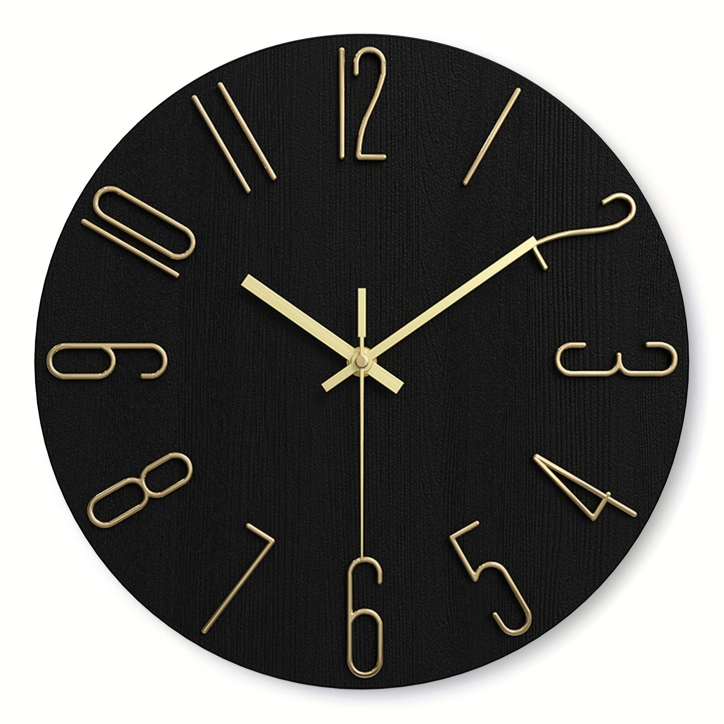LUMINAIR - Modern Minimalist Round Wall Clock Rimless Design Black & Gold