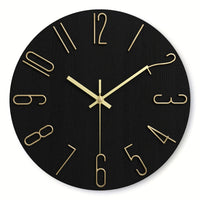 LUMINAIR - Modern Minimalist Round Wall Clock Rimless Design Black & Gold
