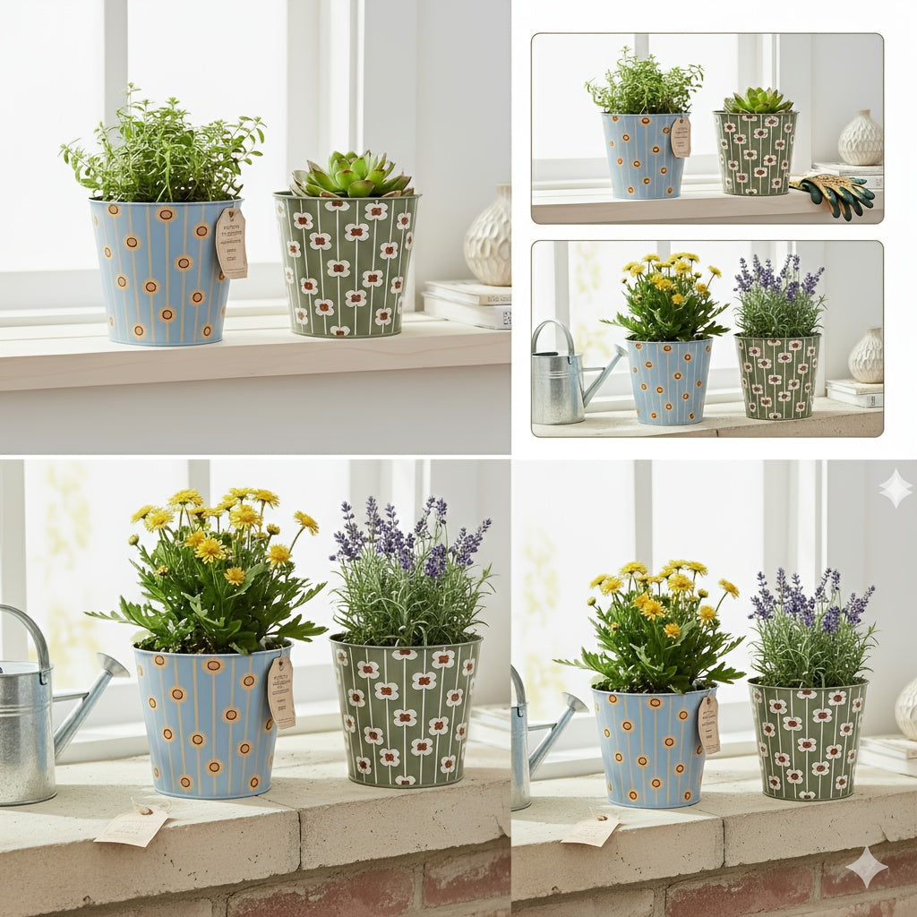 FLORALPOT – Decorative Metal Planter Set for Stylish Plant Display