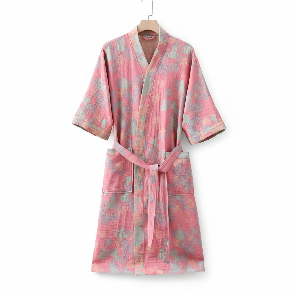 LUXELOOM - Premium 100% Cotton Double-Layer Gauze Pajama Set Unisex Mid-Length for All Seasons