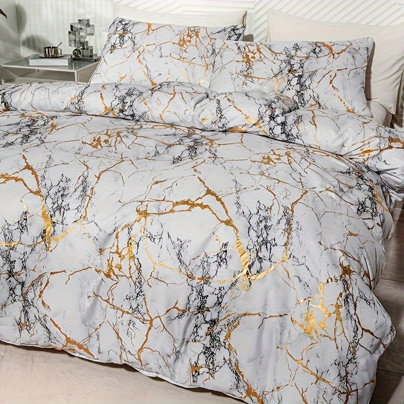 GOLDSHIM – Classic Golden Foil Texture Bedding Set