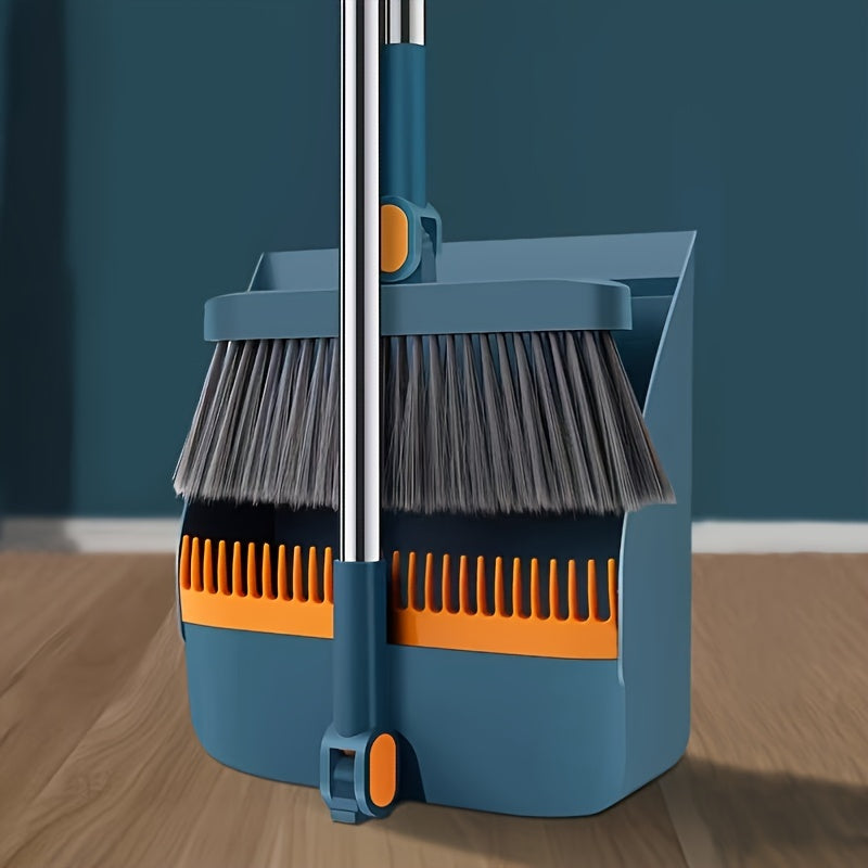 CLEANSWEEP PRO – Rotatable Long Handle Broom & Dustpan Set with Built-In Comb Teeth