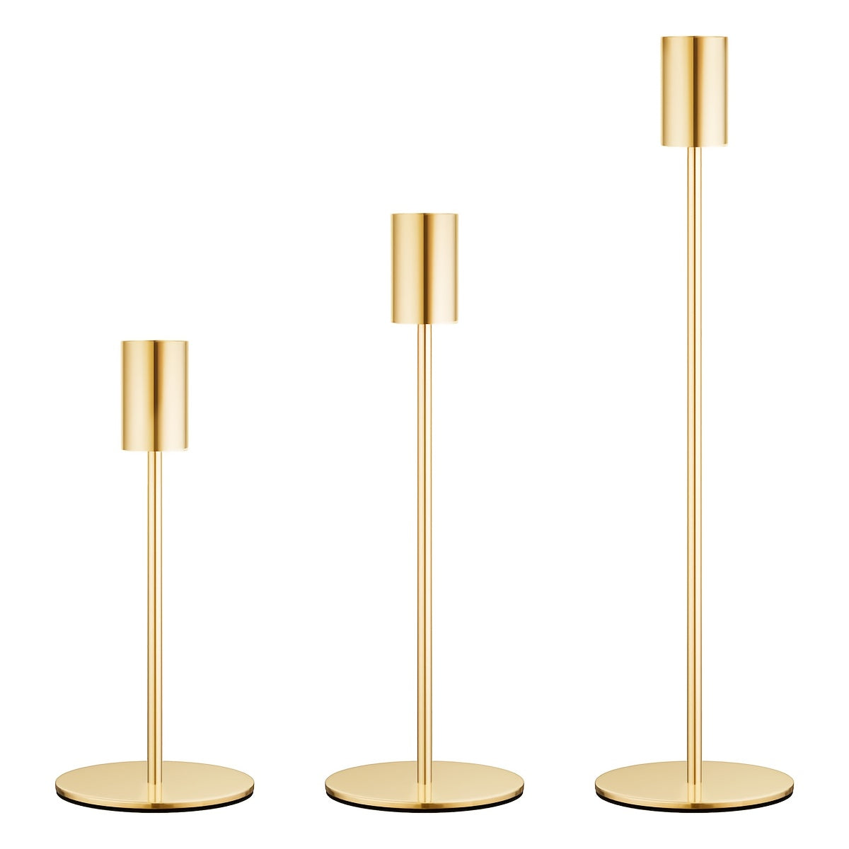 AURIC TRIO – Set of 3 Golden Iron Candlestick Holders