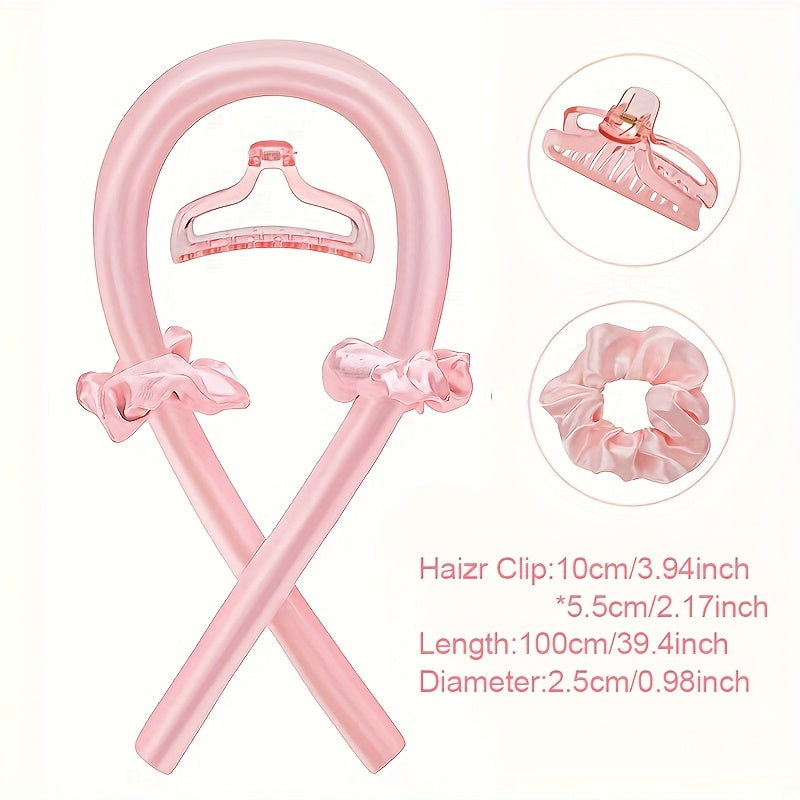 SILKVERA - Bow Detail Fabric Hair Curler - Minimalist Heatless Curling Ribbon in Solid Color, Single Piece Festive Hair Styling Accessory
