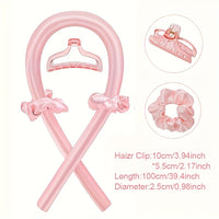 SILKVERA - Bow Detail Fabric Hair Curler - Minimalist Heatless Curling Ribbon in Solid Color, Single Piece Festive Hair Styling Accessory