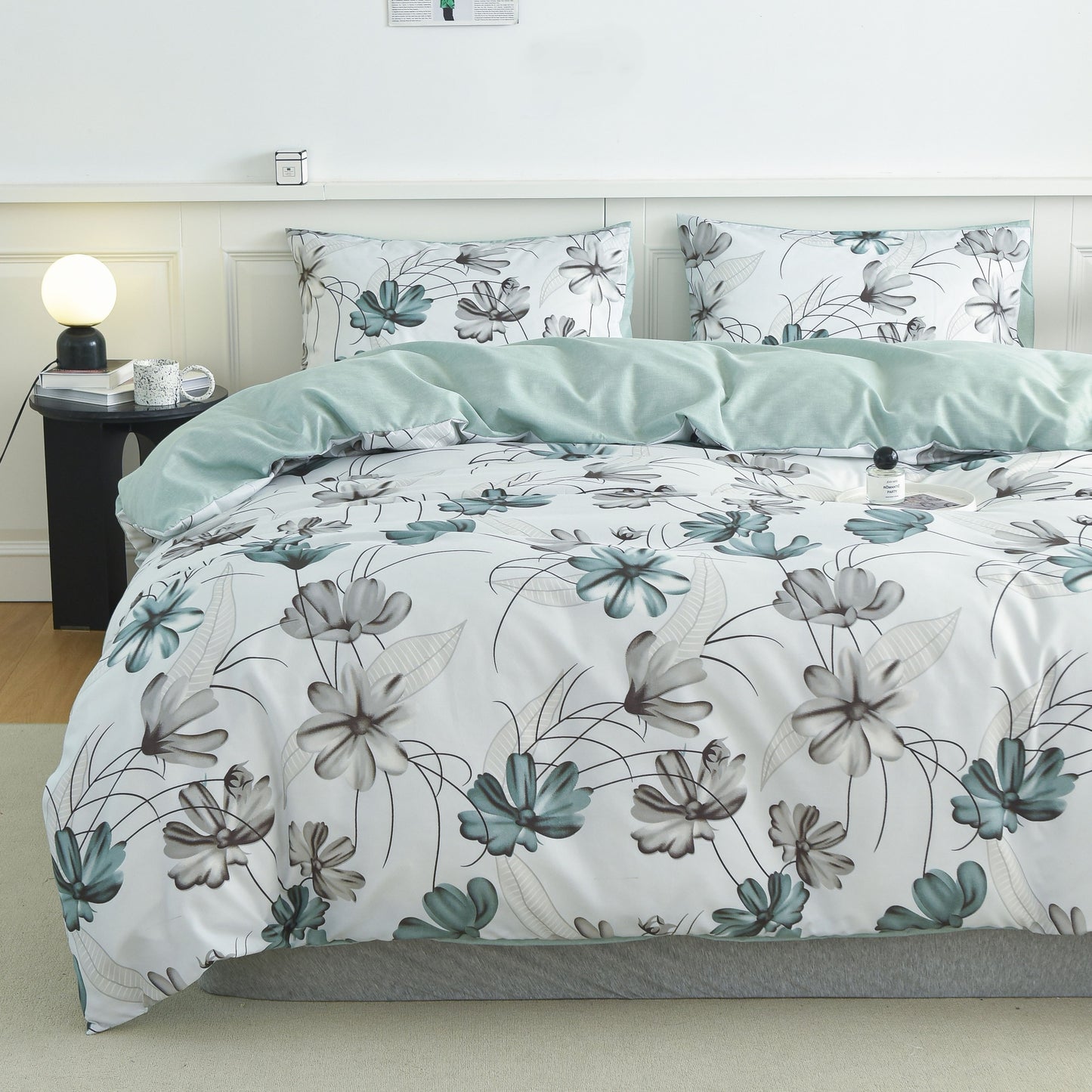 FLORABEL – 3pcs Flower Print Bedroom Bedding Set