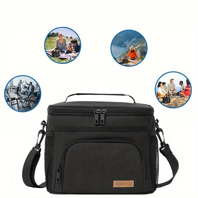THERMOVIA - Large Insulated Lunch Tote with Zipper Closure & Adjustable Strap