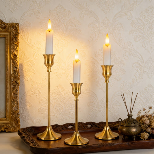 BRASSIQUE SET – 6 Vintage Brass-Colored Candle Holders