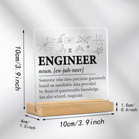 CLEARVIBE - Minimalist Flat Acrylic Nameplate with Wooden Stand for Desk & Shelf Styling