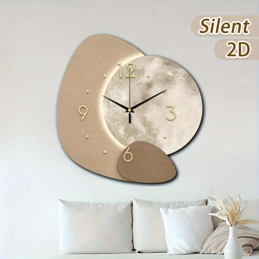 ECLIPSEWOOD - Designer Wooden Wall Clock with Golden Highlights