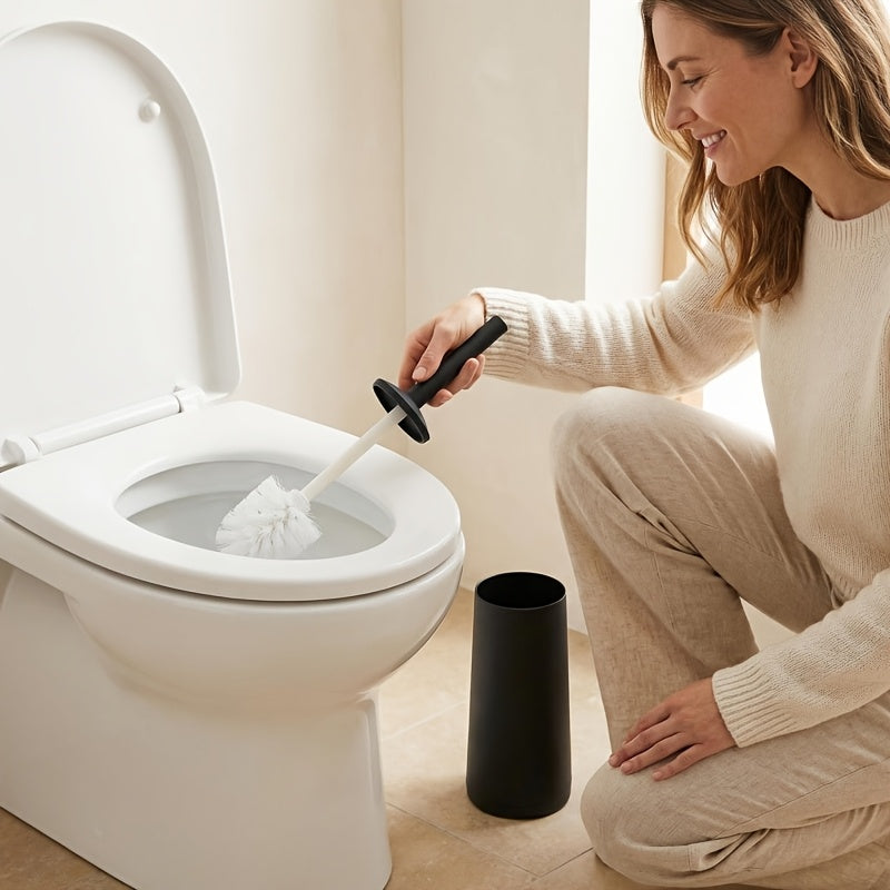 LUXEBATH - European Style Toilet Cleaning Brush Set with Storage Bin
