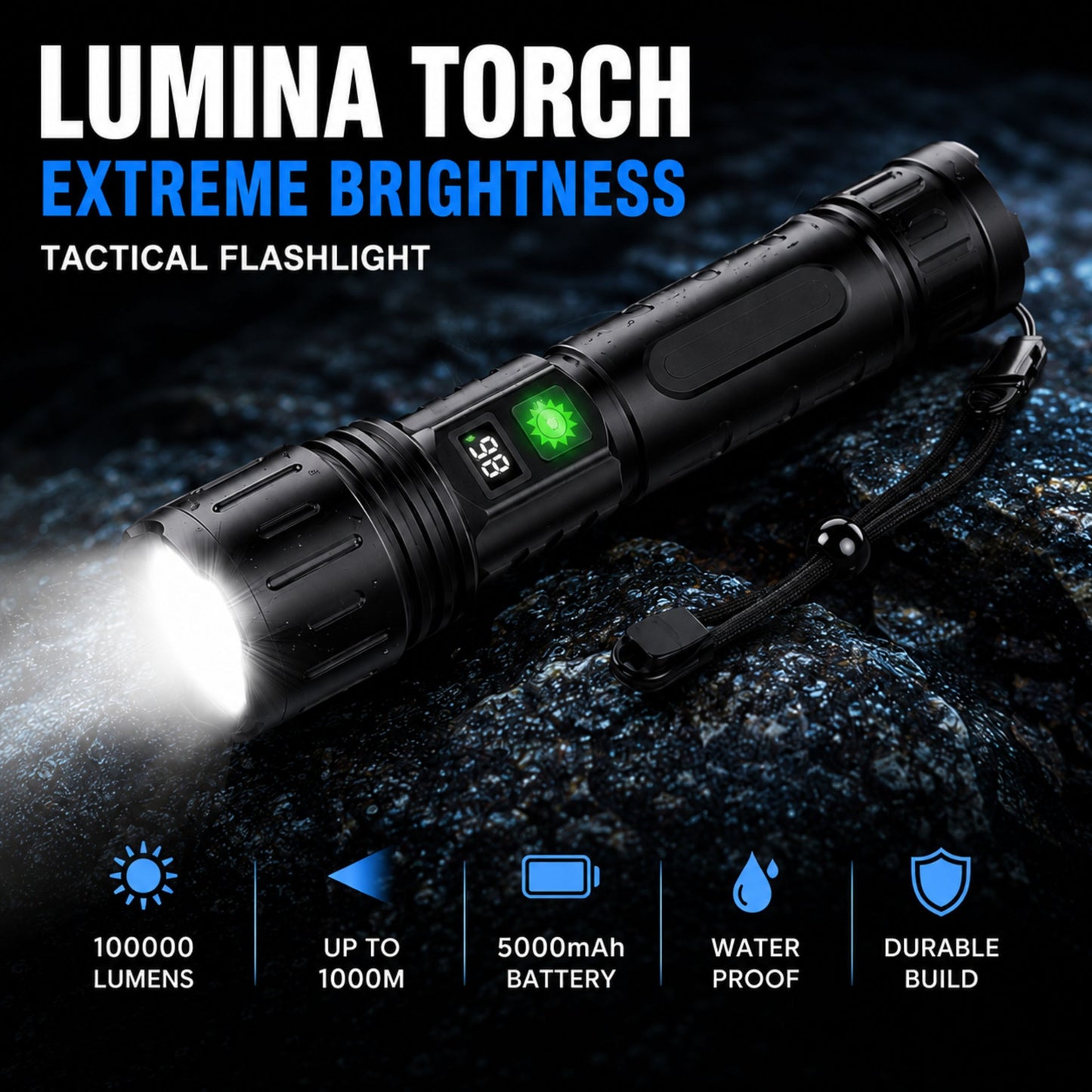 LUMINA TORCH – Taktische Taschenlampe mit extremer Helligkeit