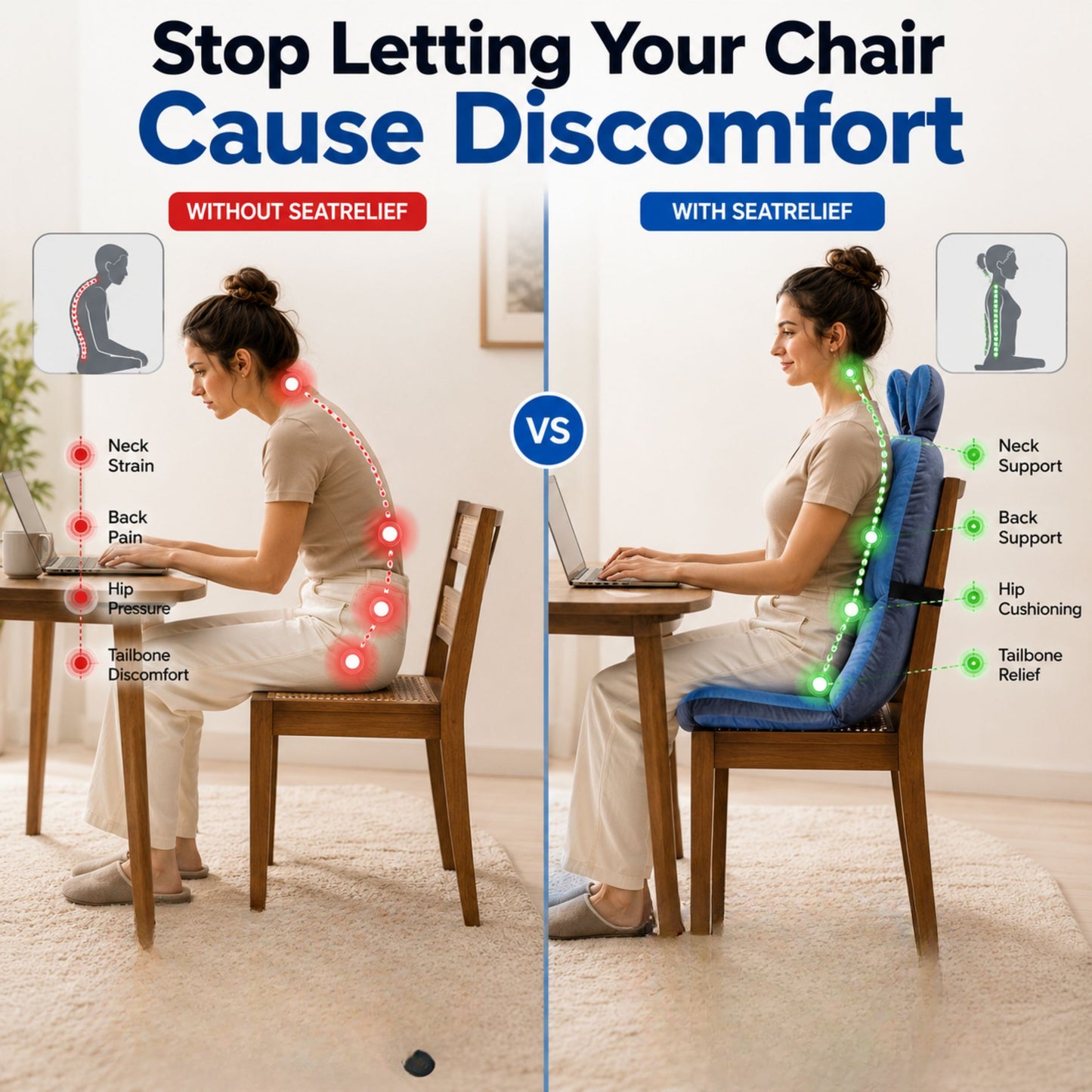 SEATRELIEF – ergonomiczna poduszka na kość ogonową dla bezbolesnego siedzenia