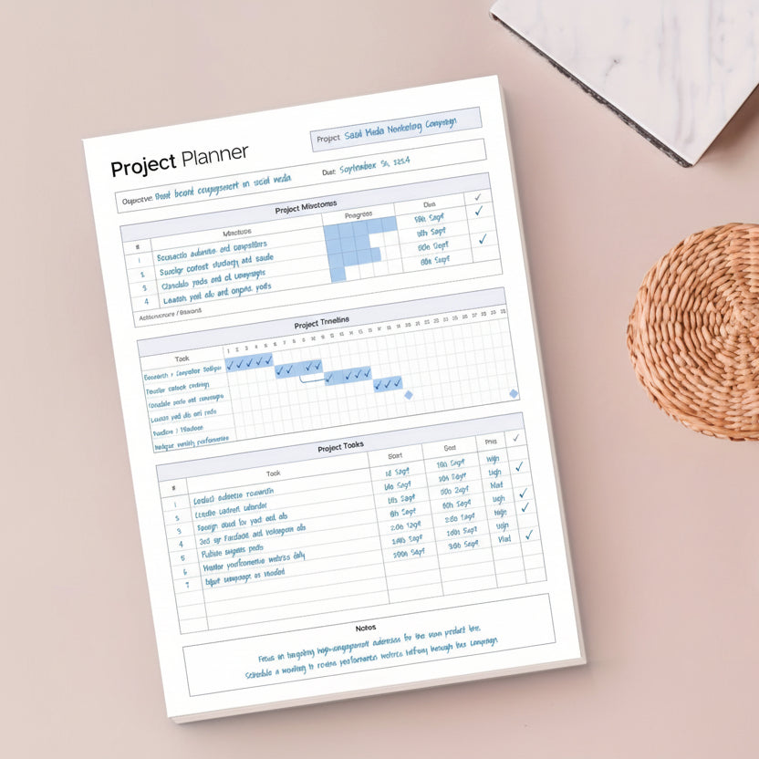 TASKFLOW - 50-Sheet Tear-Out Planning Journal for Projects & Time Management