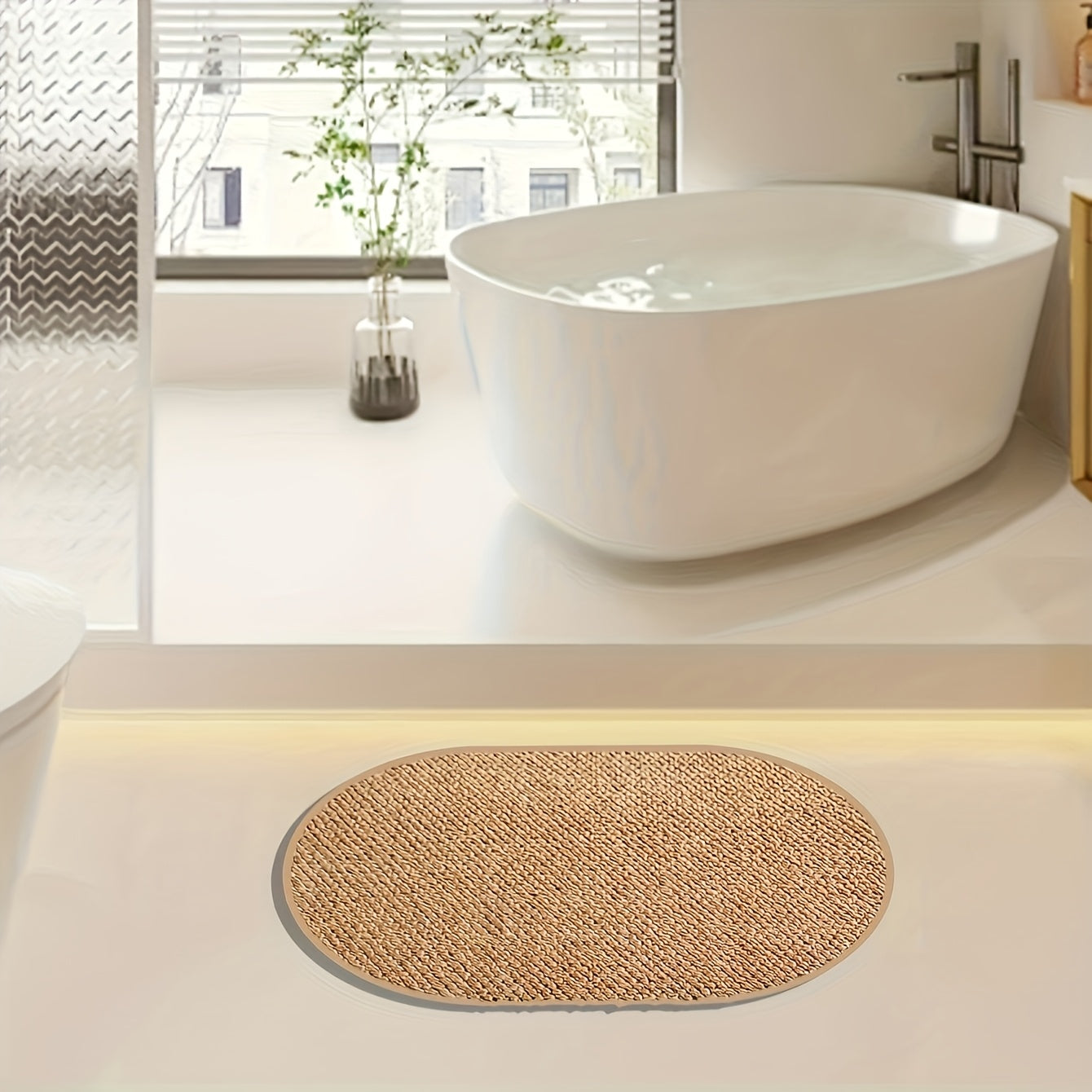SCANDIROOTS - Oval Brown Nordic Entryway Rug Multi-Use Kitchen & Bathroom Door Mat