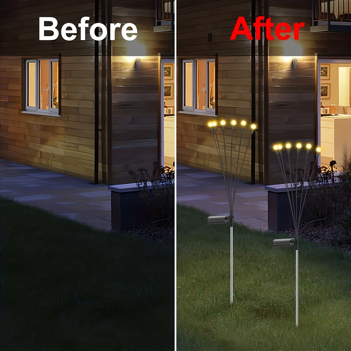 NIGHTFLARE - 6/8/10 LED Solar Firefly Ground Lights, Festival & Garden Decoration