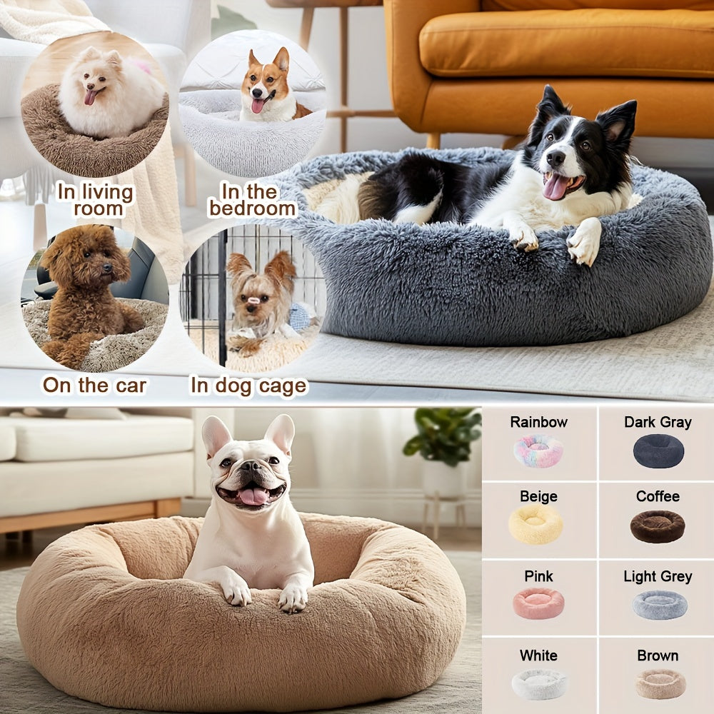 HUGAFUR - Soft Faux Fur Donut Pet Bed for Small to Large Dogs & Cats