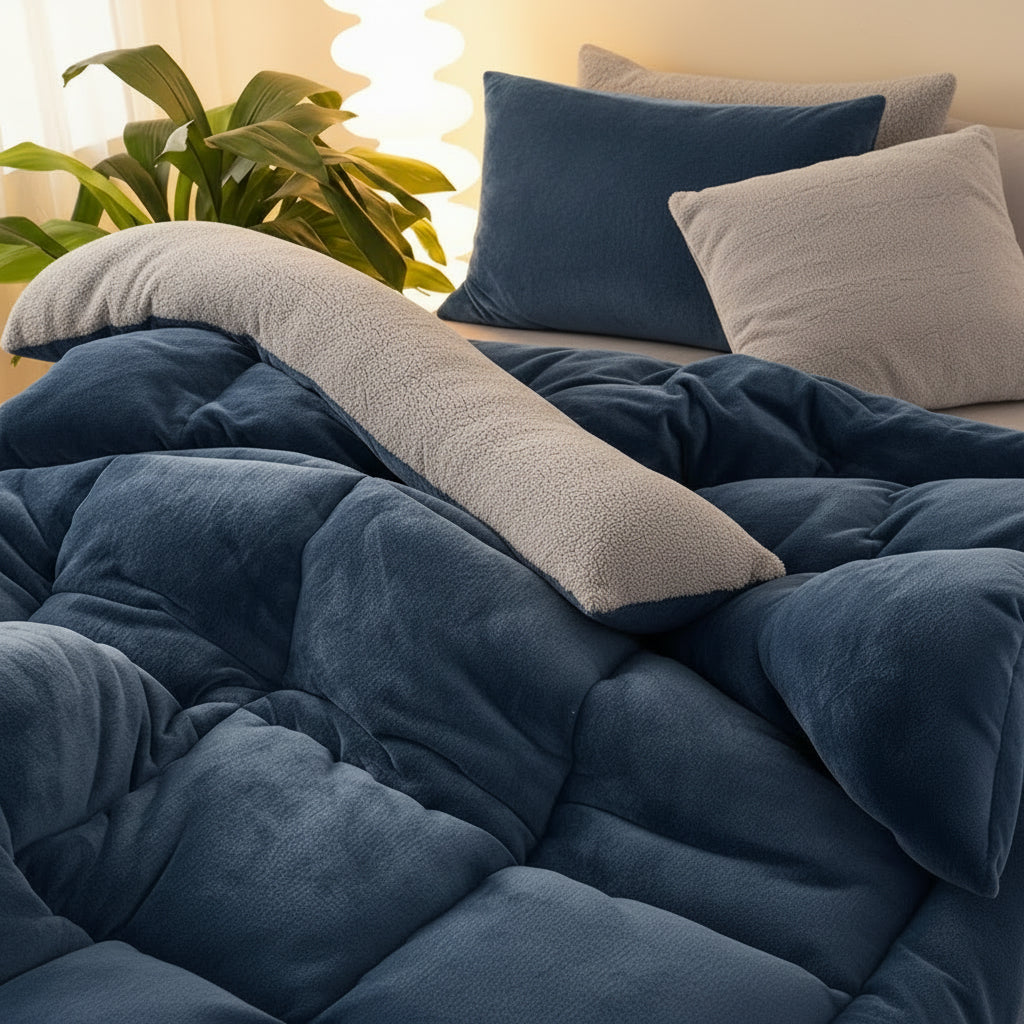 VELVLOFT – Lamb Fleece Grid Comforter