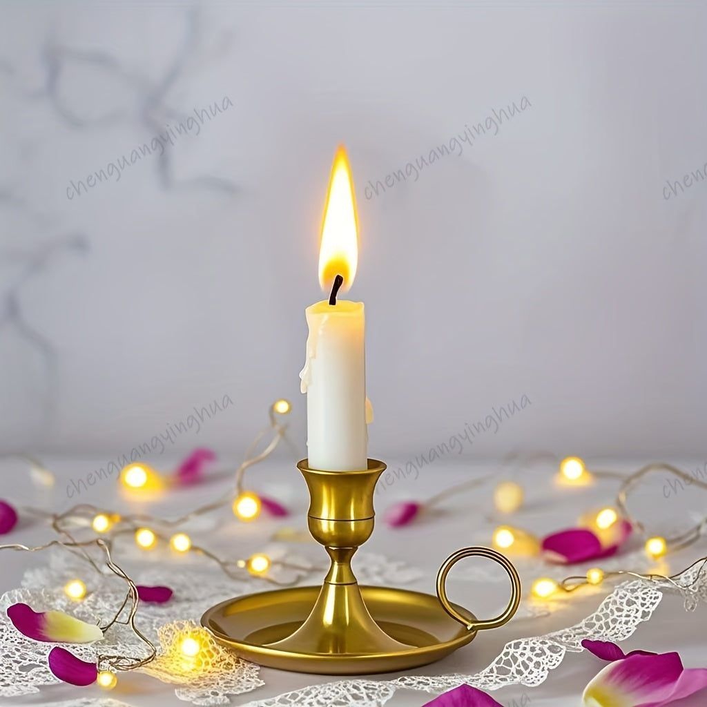 AURELIA GOLD – Elegant Golden Metal Candlestick