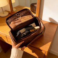 URBANCRAFT - Vintage Leather Men’s Business Bag & Travel Cosmetics Organizer
