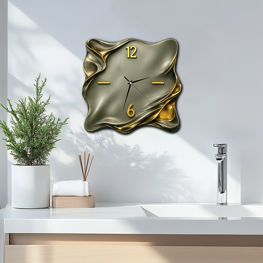WAVEBLOCK – Solid Wood Square Wall Clock with Gold Accent