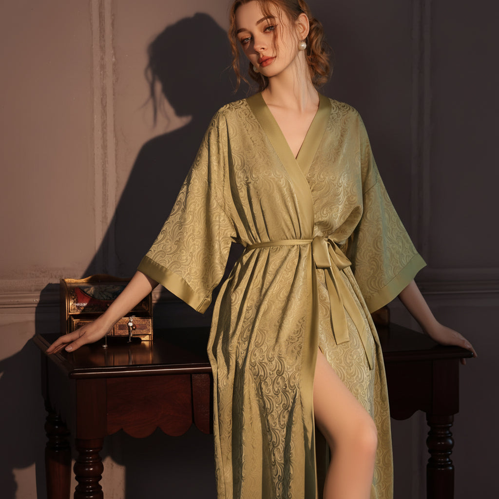 MOONLIT DREAM - Elegant Satin Nightwear for Women Long Outer Robe