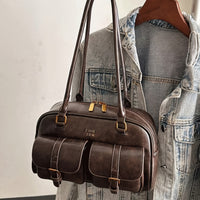 TRAVELINA - PU Shoulder Bag with Multiple Pockets and Chain Strap Detail