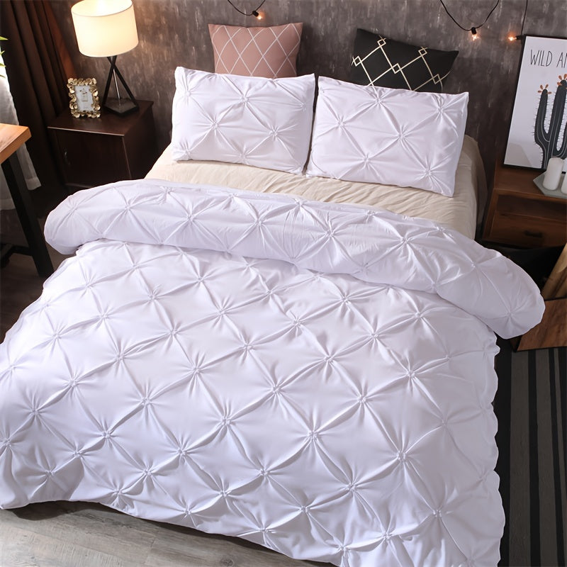 SOFTPLEA – 3pcs Pleated Comfort Duvet Cover Set